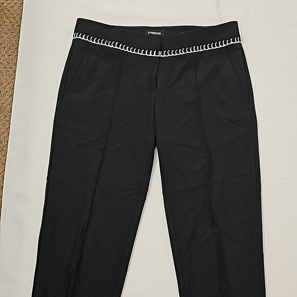 bebe Pants - Bebe Waist Stitching  Cuffed Hem Cropped Trouser Pants size 4